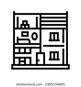 dollhouse toy child game play line icon vector. dollhouse toy child game play sign. isolated contour symbol black illustration