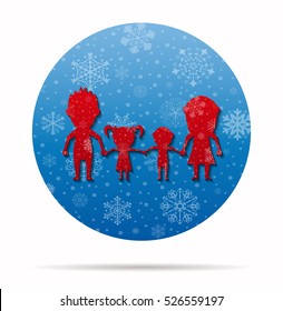 dolls family christmas icon in circle