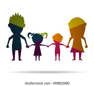 dolls family  multicolor icon vector
