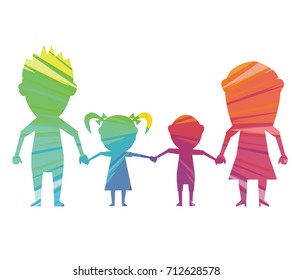 dolls family multicolored abstract icon