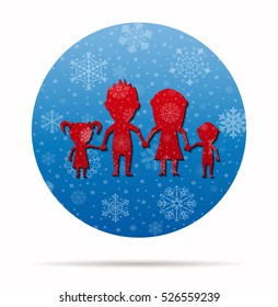 dolls happy family christmas icon in circle