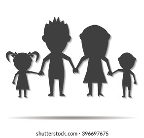 dolls happy family double shadow icon vector