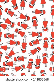 Dolls illustration seamless vector pattern