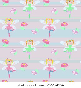 Dolls on soft seamless for summer textile