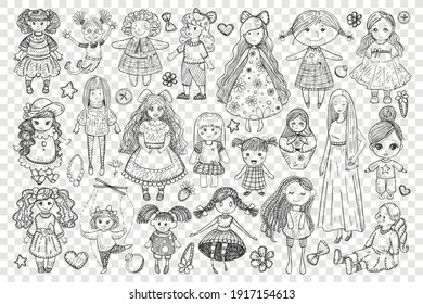 Dolls and toys for girl doodle set