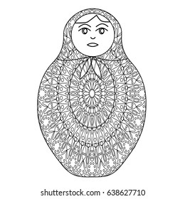  dolls. Vector set of traditional russian wooden souvenirs. Nesting babushka dolls. Simple vector icons