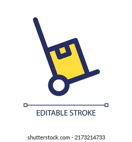 Dolly cart RGB color ui icon. Parcels delivery and transportation. Shipment. Simple line element. GUI, UX design for mobile app. Vector isolated pictogram. Editable stroke. Arial font used