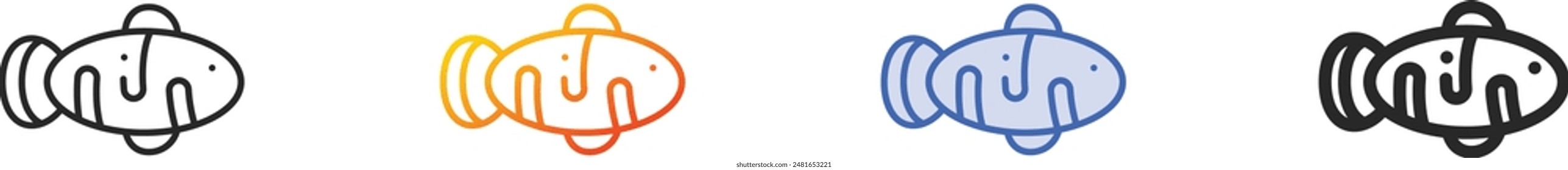 dolly fish icon.Thin Linear, Gradient, Blue Stroke and bold Style Design Isolated On White Background