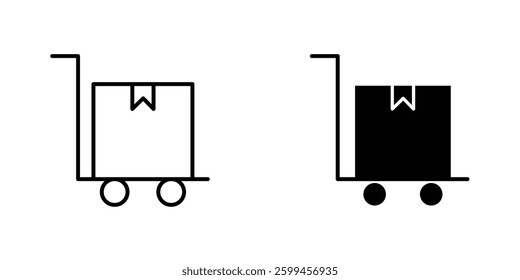 Dolly flatbed flat simple vector icons illustration set.