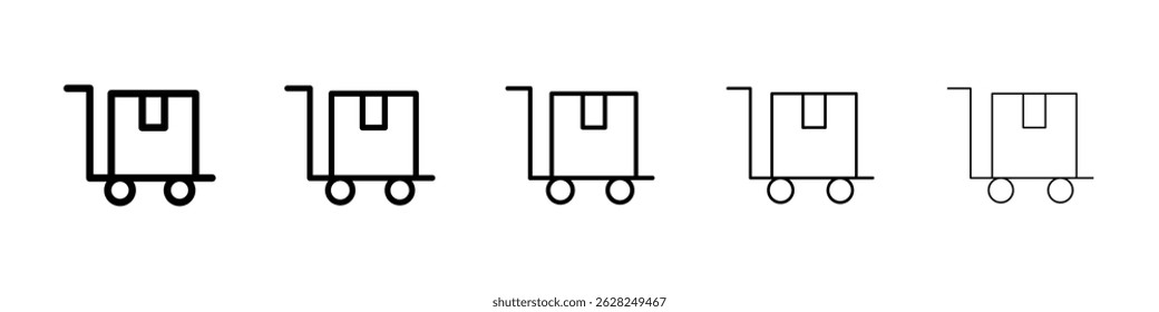 Dolly ícone achatado em preto. Ilustração vetorial para design gráfico