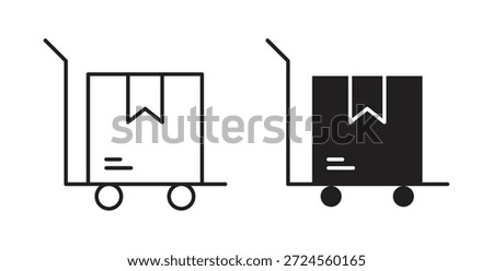 Dolly flatbed icon in doodle and stroke style.