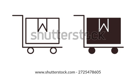 Dolly flatbed icon with glyph and line. black vector icons for Web UI