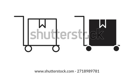 Dolly flatbed icon for mobile app, editable designs