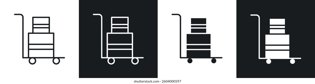Dolly flatbed icon symbol collection on white background.