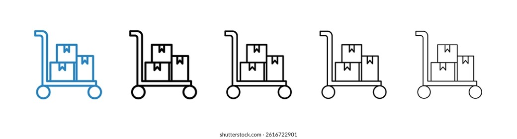 Dolly flatbed icons collection vectors for web ui