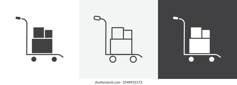 Dolly flatbed icons in Thin line black color. flat simple vector symbols illustration.