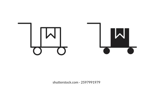 Dolly flatbed line icon vector set.