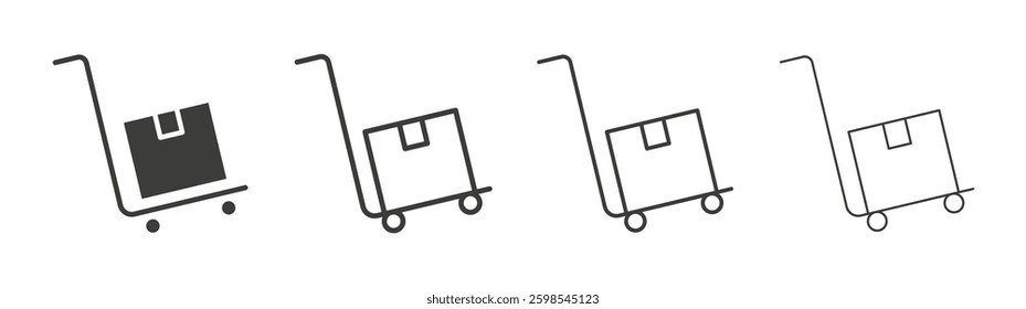 Dolly flatbed line icon vector illustration set.