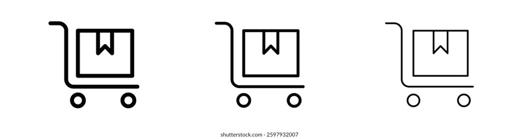 Dolly flatbed thin line vector icon set.