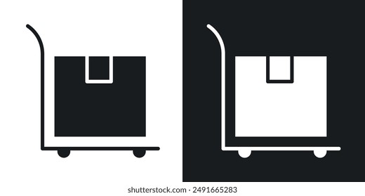 Dolly flatbed vector icon set in solid style.