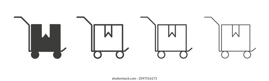 Dolly flatbed vector icon set in black and white color.