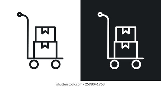 Dolly flatbed vector icon set in black and white color.