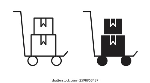 Dolly flatbed vector line icon illustration collection.