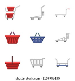 Dolly icons set. Cartoon set of 9 dolly vector icons for web isolated on white background