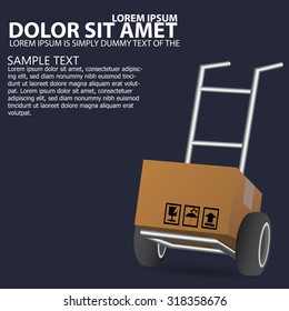 Dolly for transportation of cargo, web icon. vector design