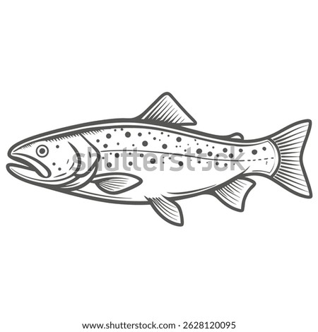 Dolly Varden Fish Outline Vector Illustration