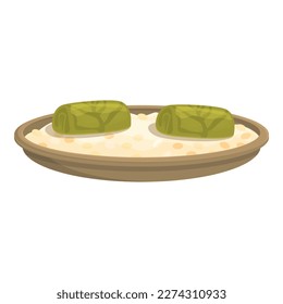 Dolma leaf icon cartoon vector. Dinner food. Green menu