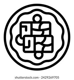 Dolma plate icon outline vector. Stuffed leaves with rice. Dolmades with meat ingredient