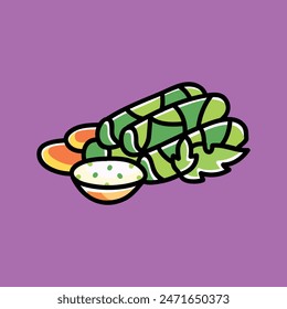 Dolma Sarma Traditional Arab Middle East Food Vector Cartoon Illustration. Food Icon Concept Isolated Premium Vector. Flat Cartoon Concept. Cute Doodle Cartoon Illustration Style. 