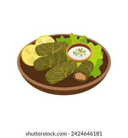 Dolma, stuffed vine leaves vector illustration