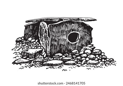 The  dolmen  of India on white background,vector illustration.