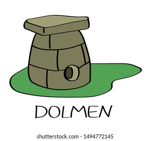 Dolmen on a white background. Cartoon. Vector illustration.