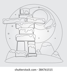Dolmens icon outline drawing.