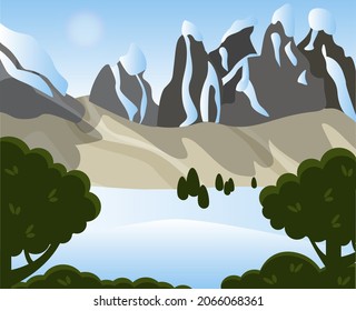 dolomites mountains winter panorama vector hand drawn illustration
