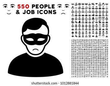 Dolor Anonymous Person pictograph with 550 bonus pitiful and happy men symbols. Vector illustration style is flat black iconic symbols.