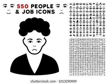 Dolor Brunette Boy icon with 550 bonus pity and glad person symbols. Vector illustration style is flat black iconic symbols.