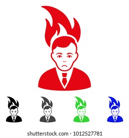 Dolor Fired Manager vector pictograph. Vector illustration style is a flat iconic fired manager symbol with gray, black, blue, red, green color versions. Face has sadly sentiment.
