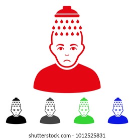 Dolor Head Shower vector pictogram. Vector illustration style is a flat iconic head shower symbol with grey, black, blue, red, green color versions. Face has sadness sentiment.