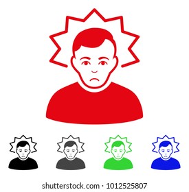 Dolor Inventor vector pictograph. Vector illustration style is a flat iconic inventor symbol with grey, black, blue, red, green color variants. Face has desperate mood.