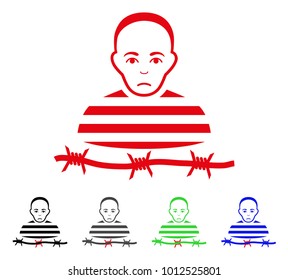 Dolor Isolated Prisoner vector pictogram. Vector illustration style is a flat iconic isolated prisoner symbol with gray, black, blue, red, green color versions. Face has pitiful expression.