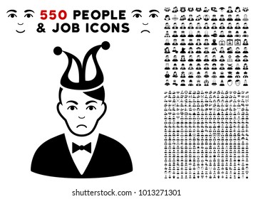 Dolor Joker icon with 550 bonus pity and happy user clip art. Vector illustration style is flat black iconic symbols.