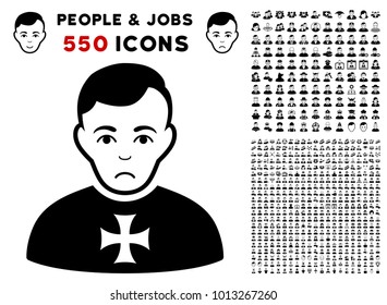 Dolor Order Chevalier pictograph with 550 bonus pity and happy person symbols. Vector illustration style is flat black iconic symbols.