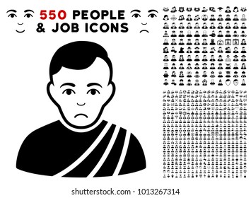 Dolor Patrician Citizen pictograph with 550 bonus sad and glad person pictograms. Vector illustration style is flat black iconic symbols.