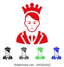 Dolor Prince vector icon. Vector illustration style is a flat iconic prince symbol with gray, black, blue, red, green color versions. Face has depression emotions.