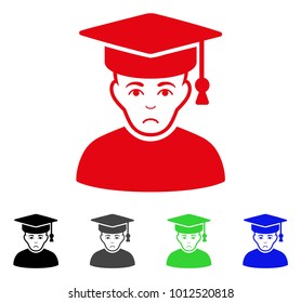 Dolor Professor vector pictogram. Vector illustration style is a flat iconic professor symbol with gray, black, blue, red, green color versions. Face has sadly sentiment.