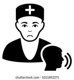 Dolor Psychotherapist Doctor Visit vector icon. Style is flat graphic black symbol with sadness emotions.